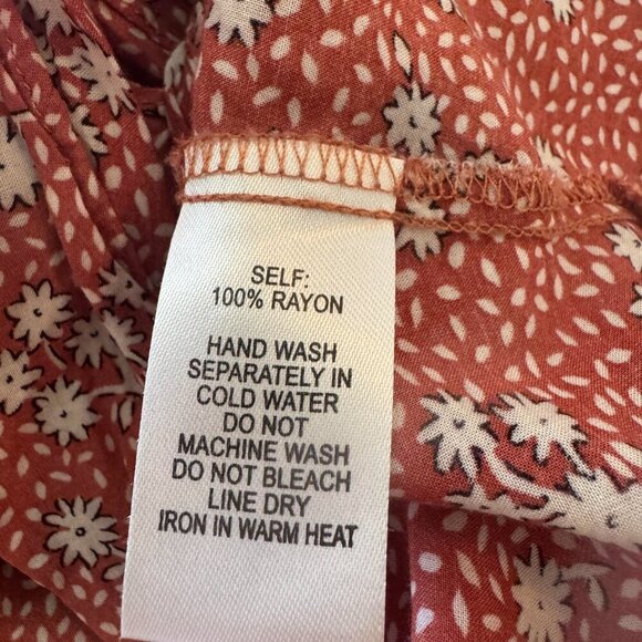 Lulu's Women's Terracotta Floral Print mini skirt and ruffled front tie top set - Picture 6 of 9